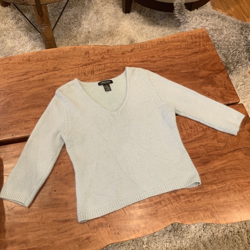 90s vintage cropped angora sweater light blue
